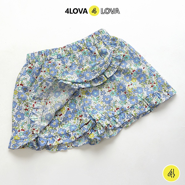 Chân váy giả quần short bé gái 4LOVA thô cotton mềm mại thoáng mát hoa nhí xinh dễ thương