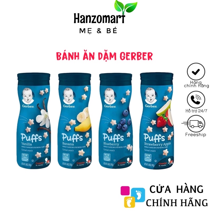 [ HÀNG AIR] Bánh ăn dặm Puffs Gerber cao hình sao (8m+) (mẫu mới nắp trắng)