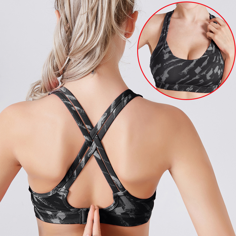 Áo bra thể thao dây chéo chống sốc nhanh khô dành cho nữ