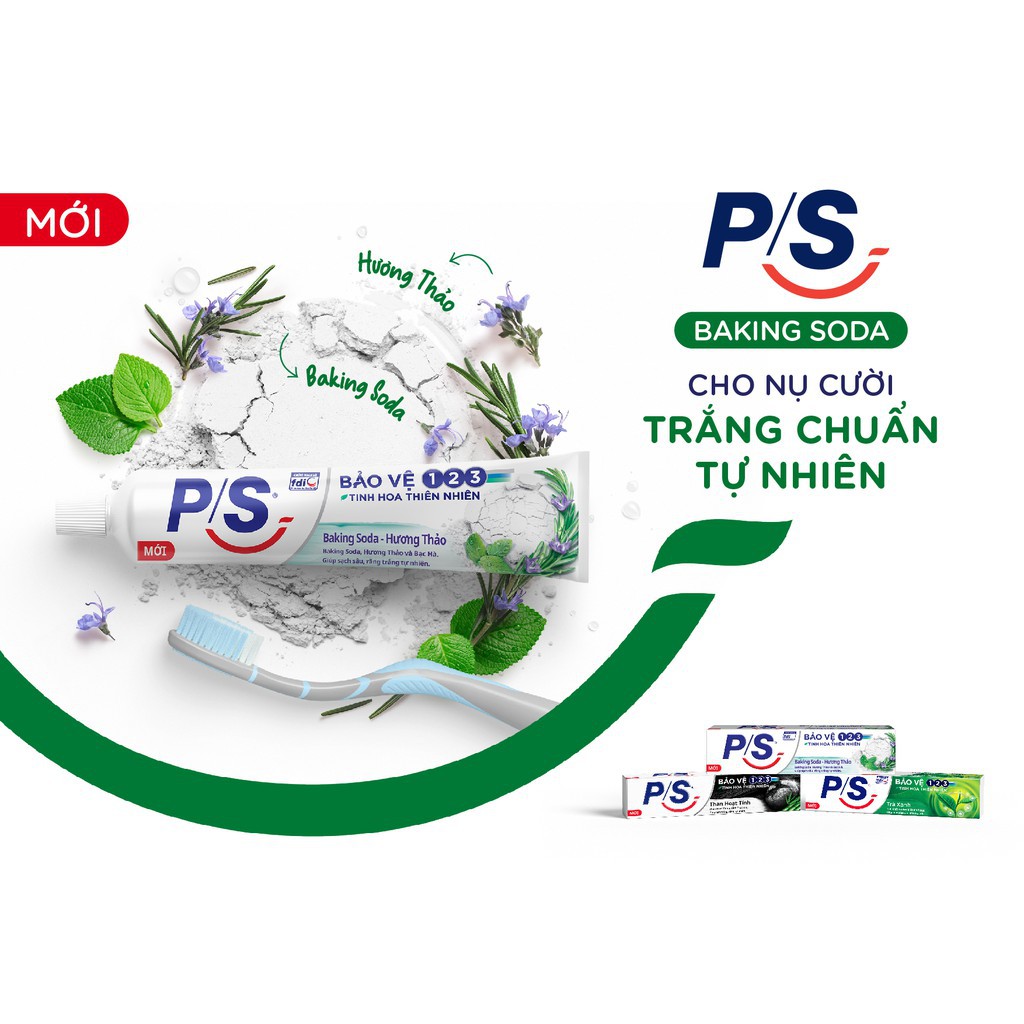 Kem Đánh Răng P/S Bảo Vệ 123 Chiết Xuất Baking Soda &amp; Hương Thảo Toothpaste 230g