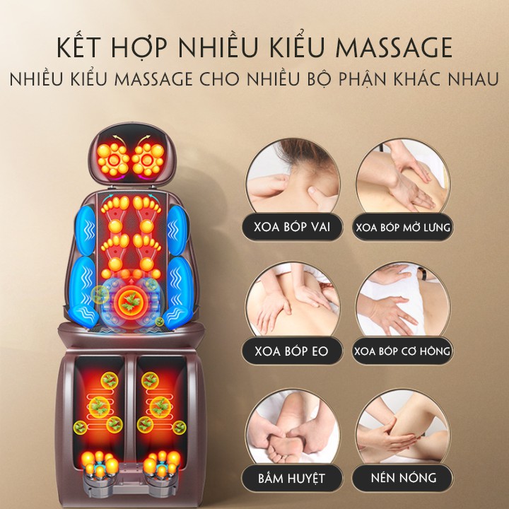 GHẾ MASSAGE toàn thân, ghế massage hồng ngoại gọn gàng khi đặt lên ô tô,dễ lắp đặt