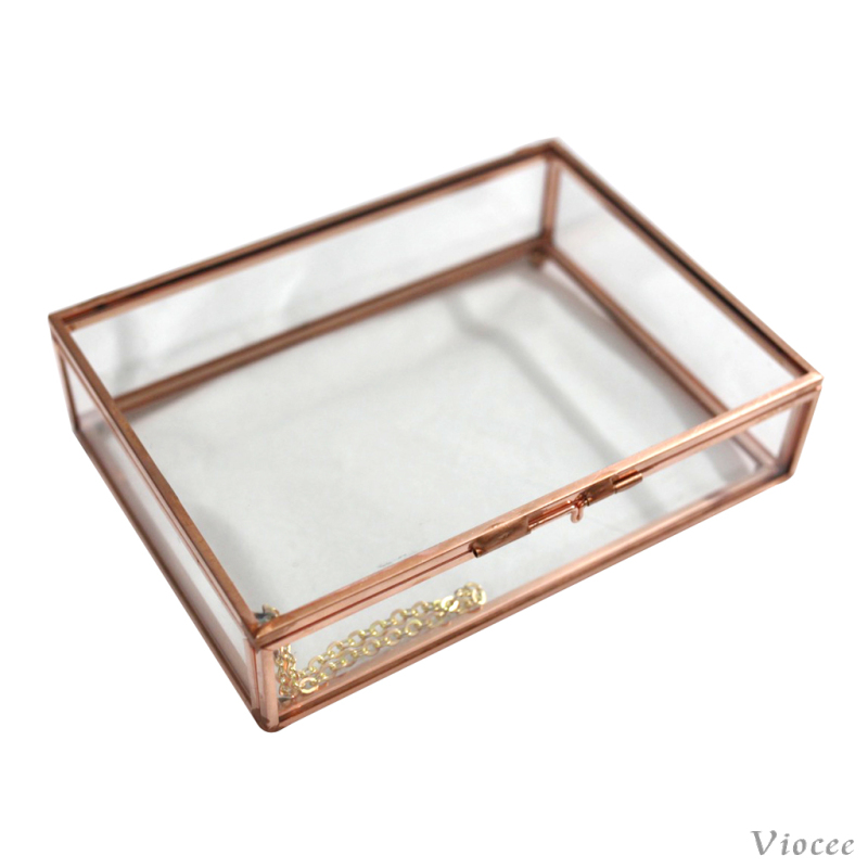 Modern Clear Glass Cuboid Geometric Terrarium Jewelry Box Succulent Plants Box