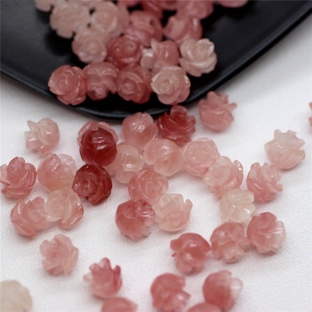 Set 20 Mặt Dây Chuyền Hoa Hồng 3D 6mm Nhiều Màu