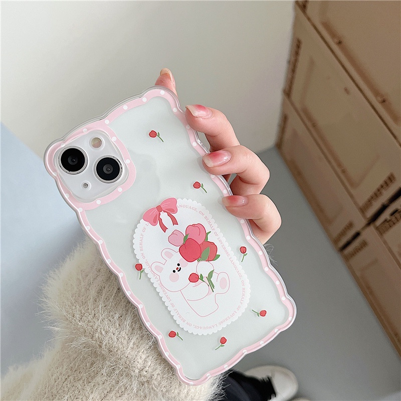 Ốp lưng iphone Ốp Điện Thoại Họa Tiết Thỏ / Hoa Cho iphone13Promax 12 xs / xr / 6Plus-14 Dinuo case