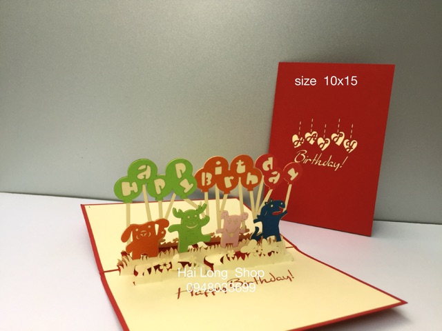 Bầy thú cầm bóng - sinh nhật - Birthday  - Thiệp 3D | BigBuy360 - bigbuy360.vn