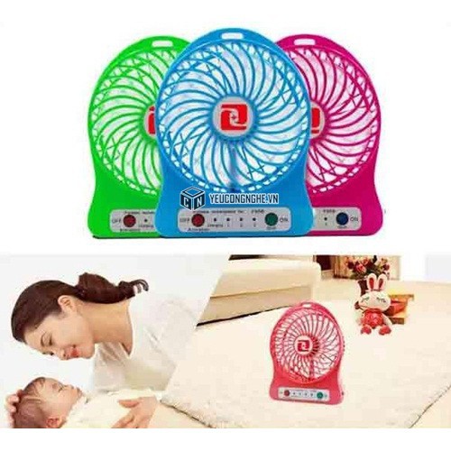 (M899) QUẠT MINI DÙNG PIN TÍCH ĐIỆN KÈM SẠC