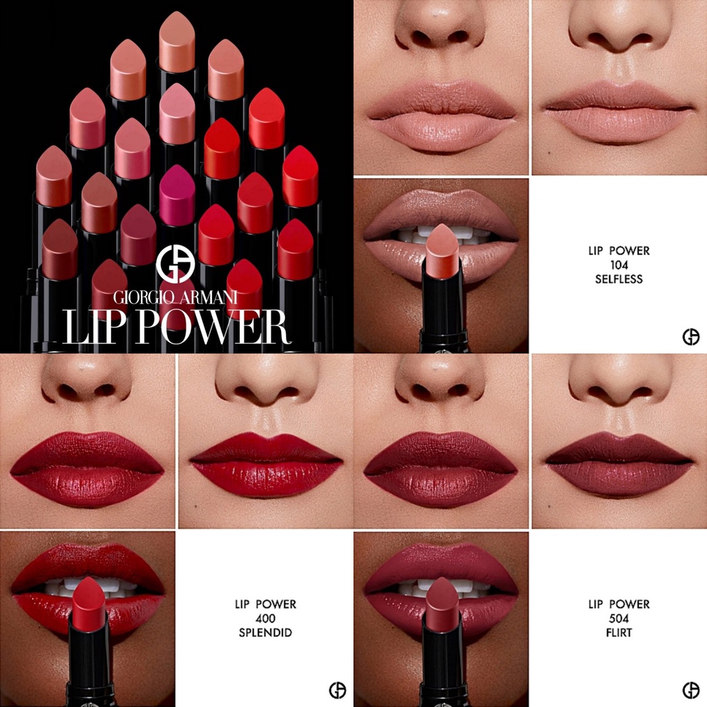 [CÓ BILL US] Sample mẫu thử Son thỏi Giorgio Armani Lip Power Longwear Vivid Color Lipstick 3 màu 104 - 400 - 504