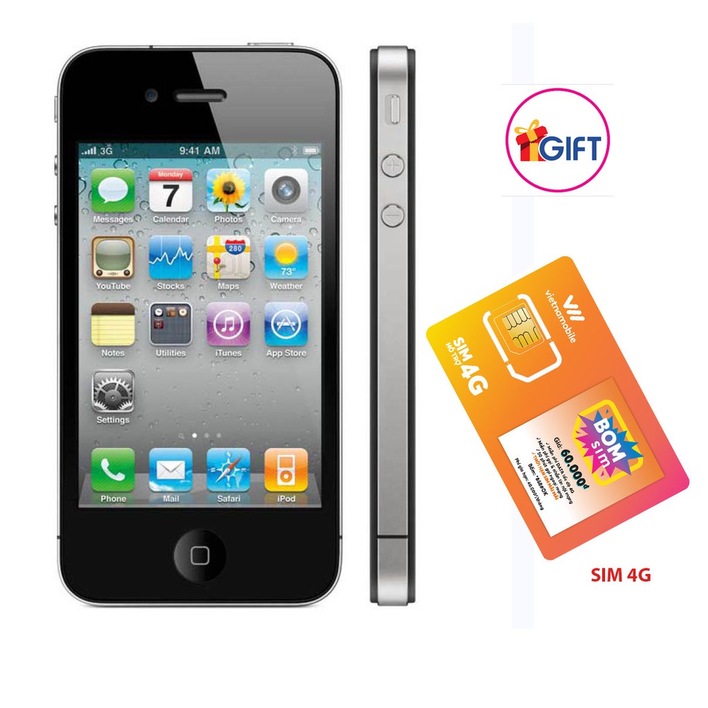điện thoại APPLE Iphone 4 16G máy lắp sim nghe gọi, chơi Fb Zalo Tik tok mượt | BigBuy360 - bigbuy360.vn