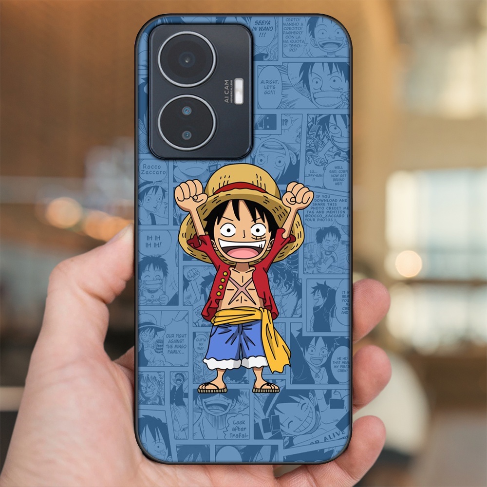 Ốp lưng Vivo Y55 2022 viền đen in hình Luffy One Piece
