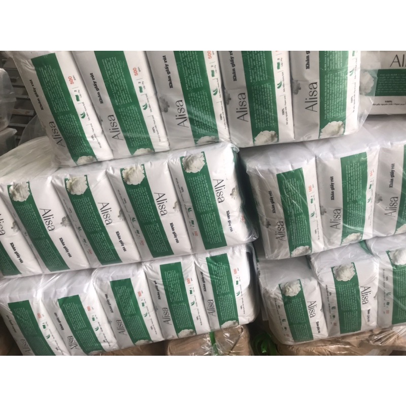 Khăn giấy vệ sinh, khăn giấy rút Alisa dùng cho nhà hàng, quán ăn (trọng lượng 500gr/gói)