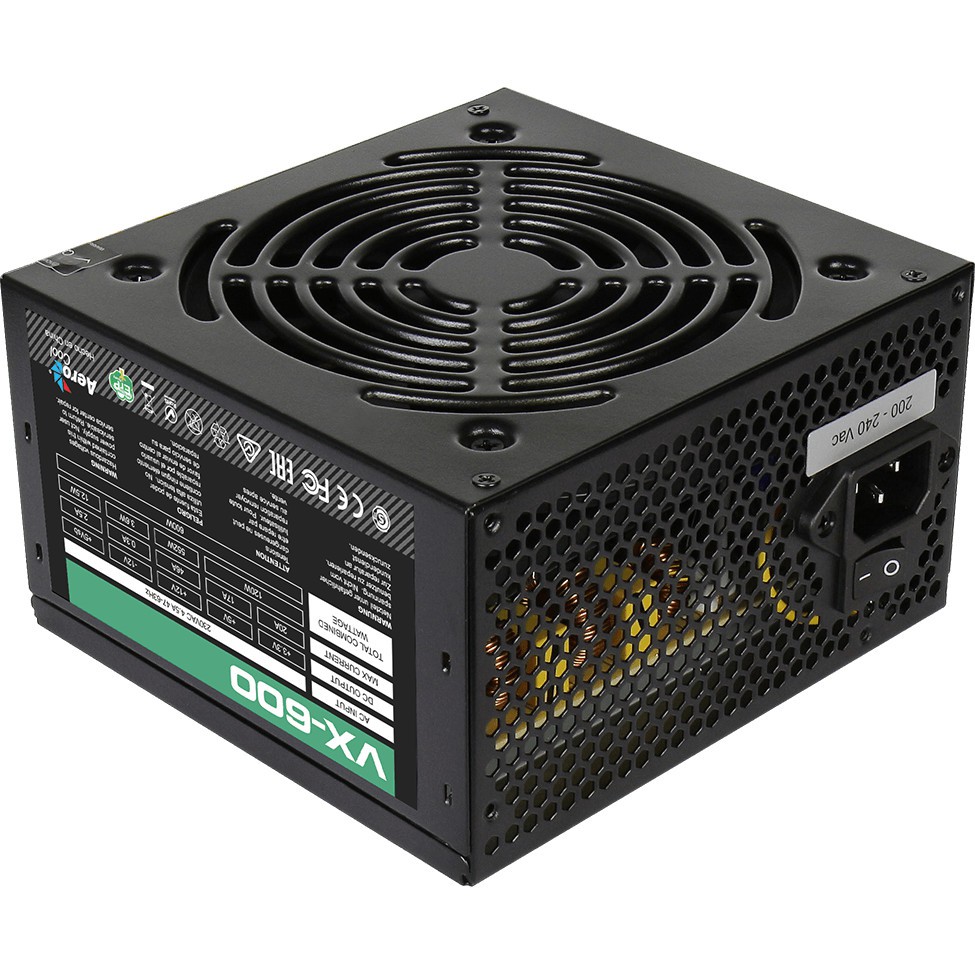Nguồn máy tính Aerocool 600W VX Plus New full box bảo hành 36 tháng chính hãng.