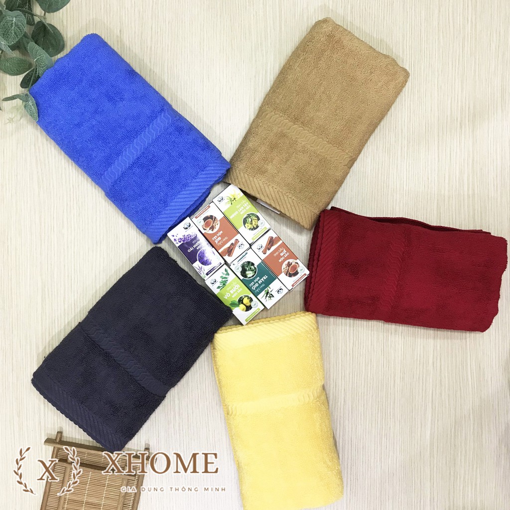 Khăn tắm cỡ trung - Khăn lau đầu xuất dư 100% cotton KT35X80 dày mềm