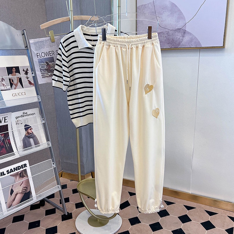 Quần Legging Thêu Trái Tim Phong Cách Hàn Quốc Mới