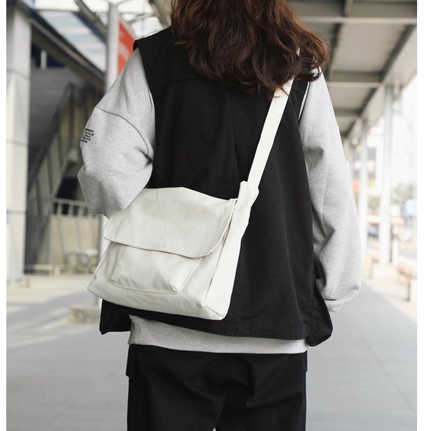 Túi đeo chéo vải canvas giá rẻ đi học đựng vừa A4 phong cách hàn quốc