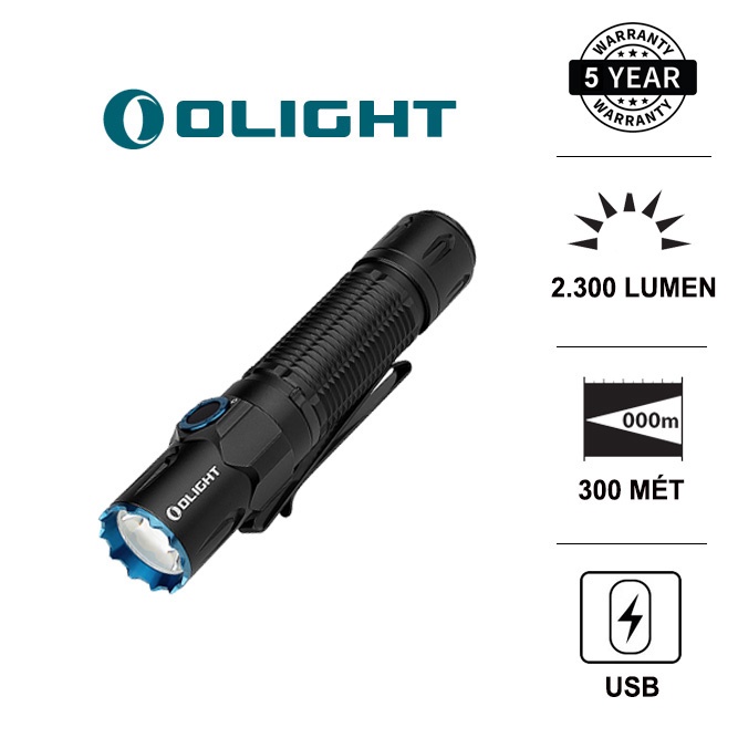 Đèn pin chuyên dụng OLIGHT WARRIOR 3 sáng 2300 lumen chiếu xa 300m sạc nam châm MCC3 pin 21700 5000mAh Đèn &amp; Đèn pin