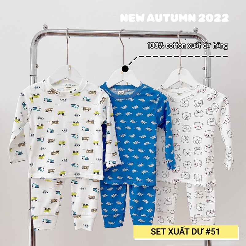 Set 3 bộ thun cotton dài tay bé trai