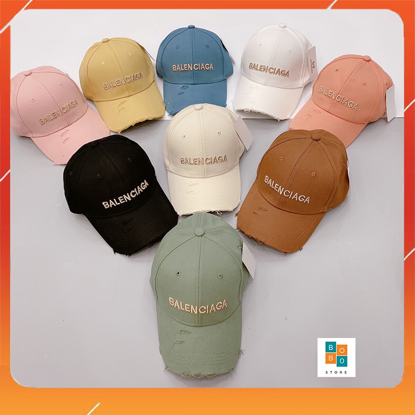 Mũ lưỡi trai xước Balenciaga nhiều màu logo thêu nổi phong cách trẻ trung cá tính