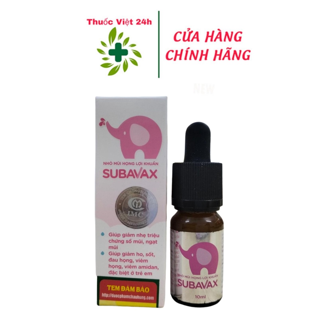 Dung dịch nhỏ mũi họng lợi khuẩn Subavax - giúp tăng sức đề kháng niêm mạc mũi - 10 ml - ThuocViet24h