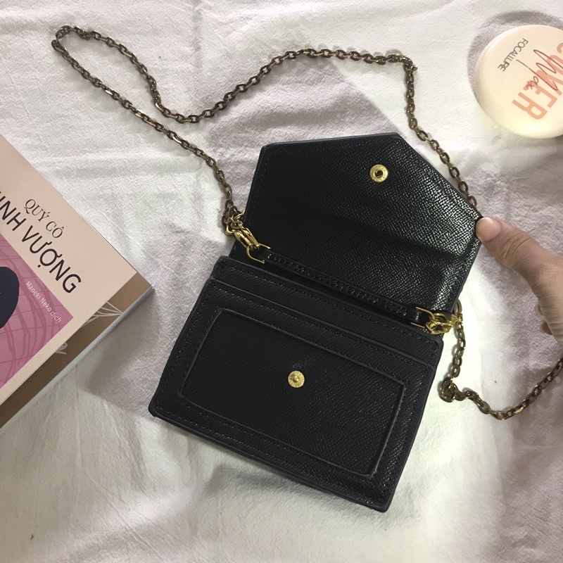 Túi sách mini, túi đeo chéo cnk mini bì thư cầm tay dây xích size 14cm khóa bấm cao cấp phong cách tiểu thư