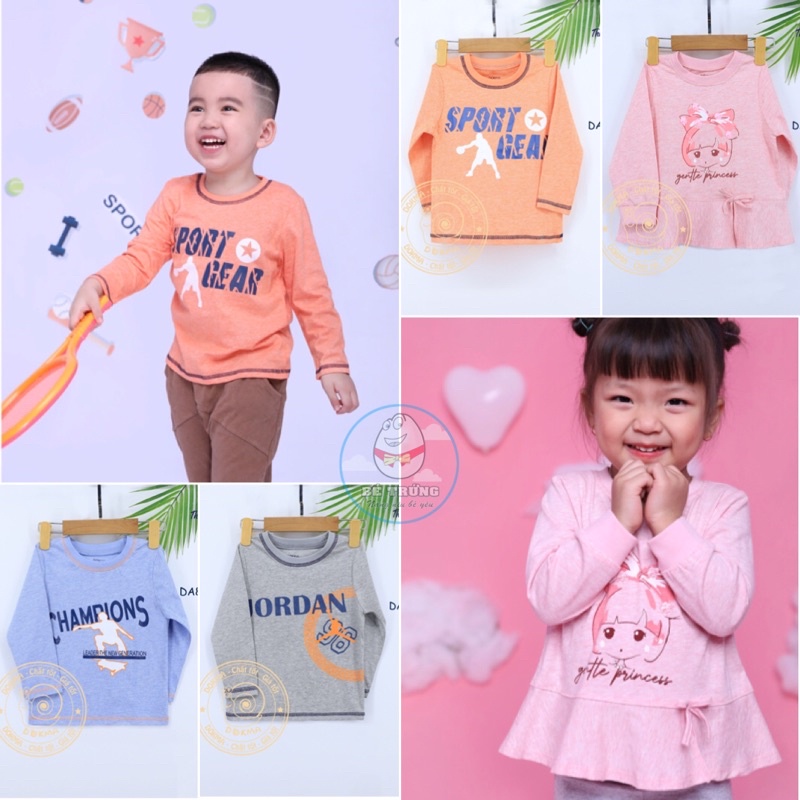 DA824 Áo dài tay cổ tròn Dokma vải cotton mỏng cho bé (2-6T)