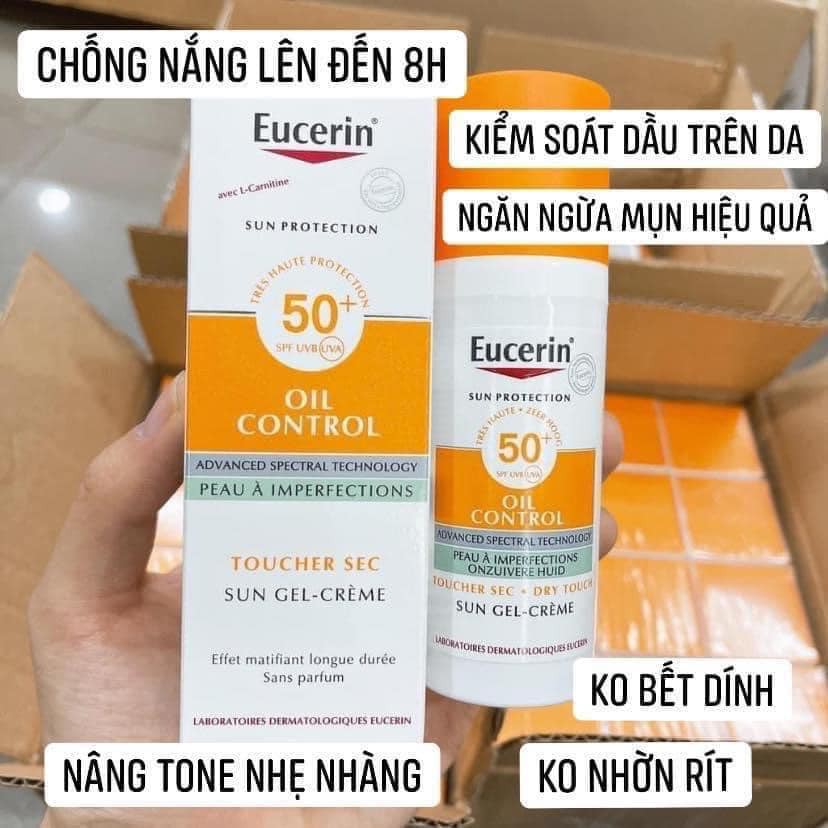 Kem chống nắng Eucerin Oil Control Dry Touch SPF50+ 50ml giúp kiểm soát nhờn