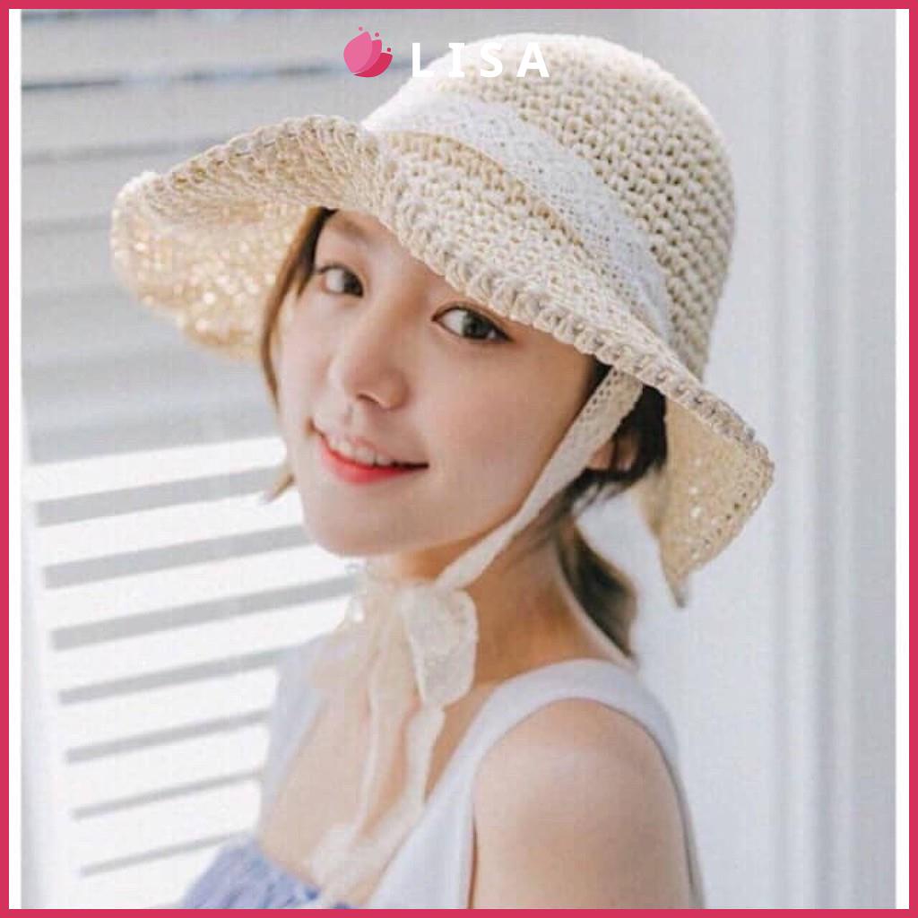 [LOẠI 1] Mũ Cói Mềm Tiểu Thư Quai Nơ Ren, Nón Cói Mềm VINTAGE Sang Chảnh Siêu Xinh M25 -- Lisa