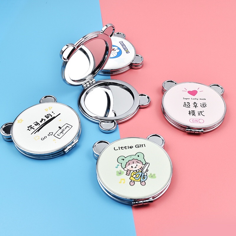 Gương mi ni cầm tay,gương trang điểm hai mặt nhũ chảy siêu xinh