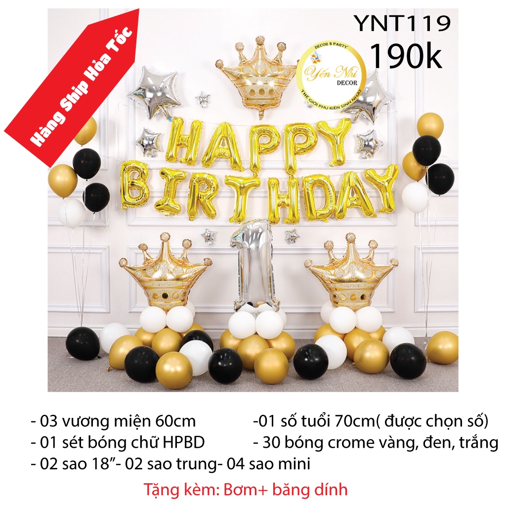 Sét trang trí sinh nhật cho bé trai, bé gái nhiều mẫu đơn giản, đẹp rẻ, Yến Nhi Shop