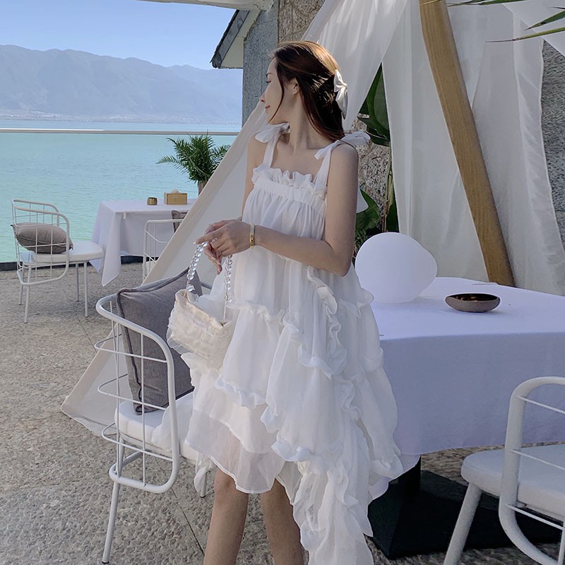 sẵn JANE'S Đầm xoè đi biển trắng tinh khôi form bồng bềnh xinh C6