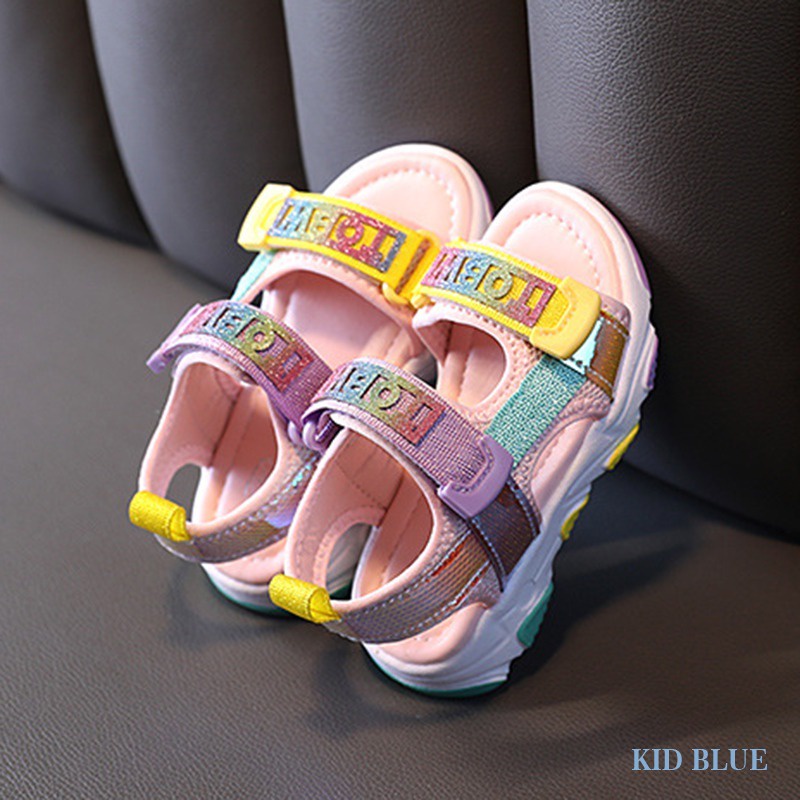 Giày Sandal Đế Mềm In Chữ Nhiều Màu Sắc Thoải Mái Thời Trang Mùa Hè Phong Cách Hàn Quốc Cho Bé Gái