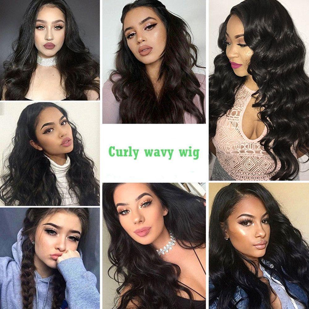 JARRED Bộ Tóc Giả Dài Xoăn Màu Đen Từ Sợi Tổng Hợp Dành Cho Nữ