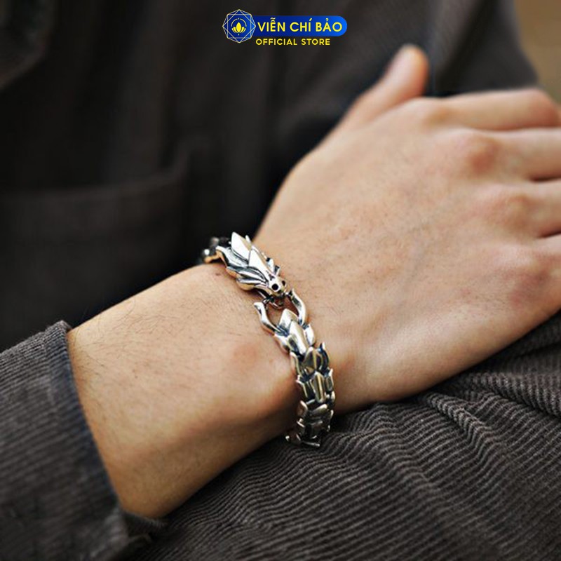 Lắc tay tay nam bạc Xích diệm long cốt chất liệu bạc Thái 925 mạnh mẽ nam tính thương hiệu Viễn Chí Bảo L100408