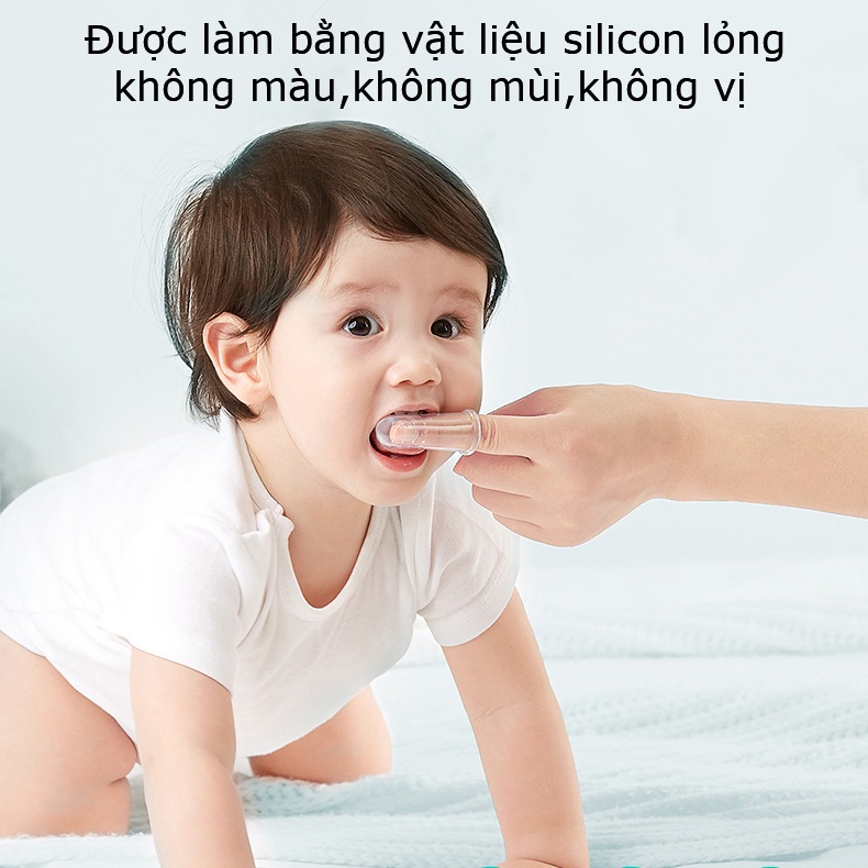 Tưa lưỡi silicon cao cấp KUB cho bé, combo 2 bàn chải đánh răng xỏ ngón có hộp đựng giữ vệ sinh