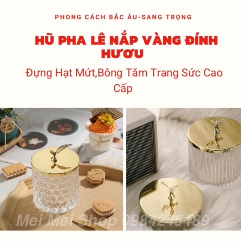 Hũ thuỷ tinh pha lê ánh sáng Bắc Âu với nắp trang trí