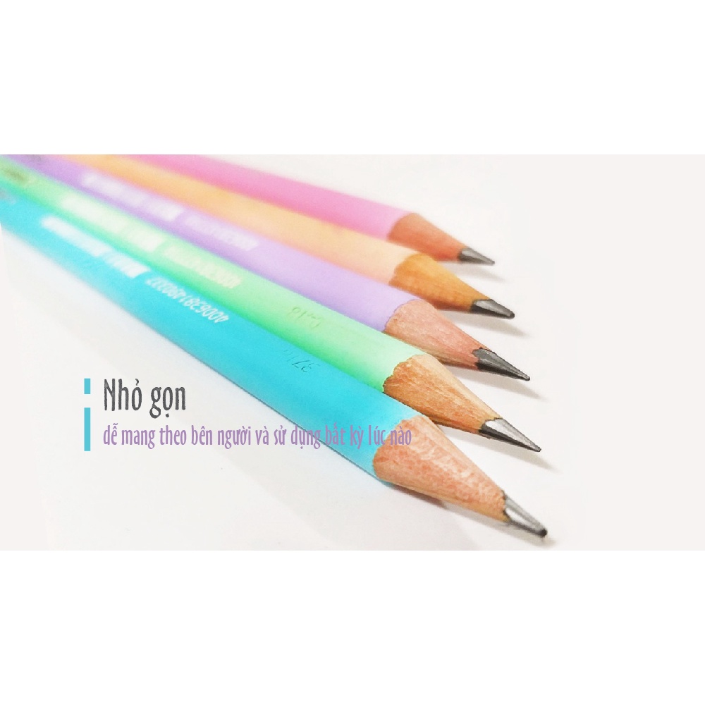 Combo 6 bút chì thân gỗ STABILO Schwan Pastel 421 2B + chuốt chì PS4538 – Màu vàng pastel (Pastel Yellow)