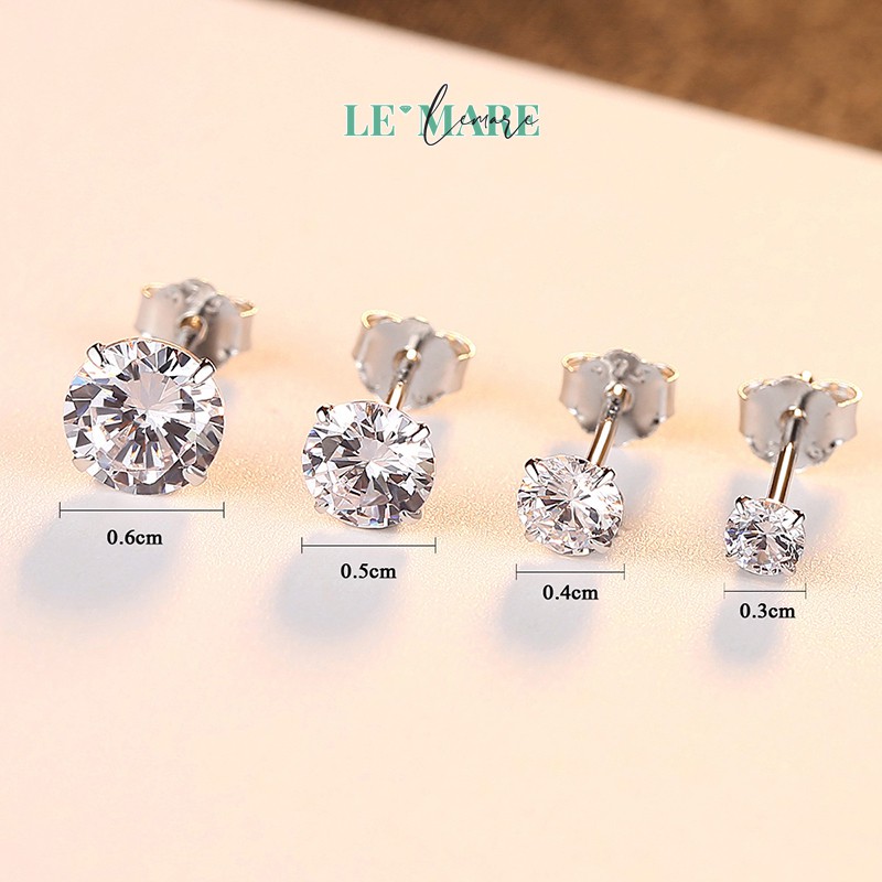 Khuyên tai bạc đá Cz cao cấp nhiều cỡ Le'mare Jewelry SE0128