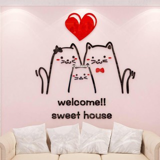 Tranh dán tường mica 3D - welcome sweethome, trang trí khu vui chơi trẻ em