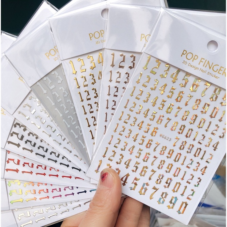 Sticker 3D - Hình Dán Móng Tay Chữ Số