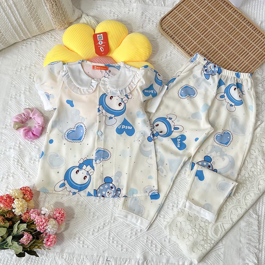 Set Quần Áo Ngủ Mặc Nhà Từ Lụa Mango Nhiều Họa Tiết Dễ Thương Dành Cho Bé Gái - BPN61 - Babi mama