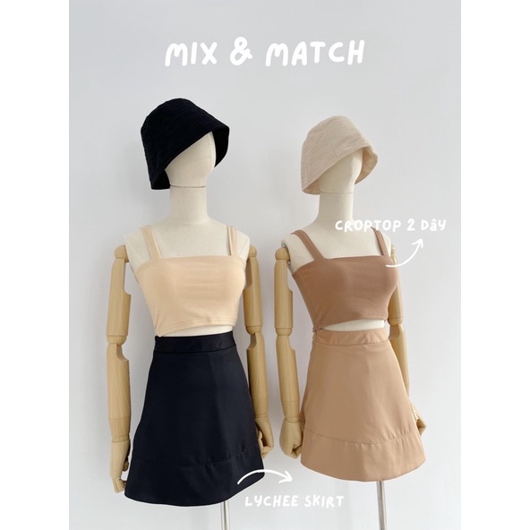 Áo croptop 2 dây có sẵn mút ngực basic phối cùng sơ mi, vest