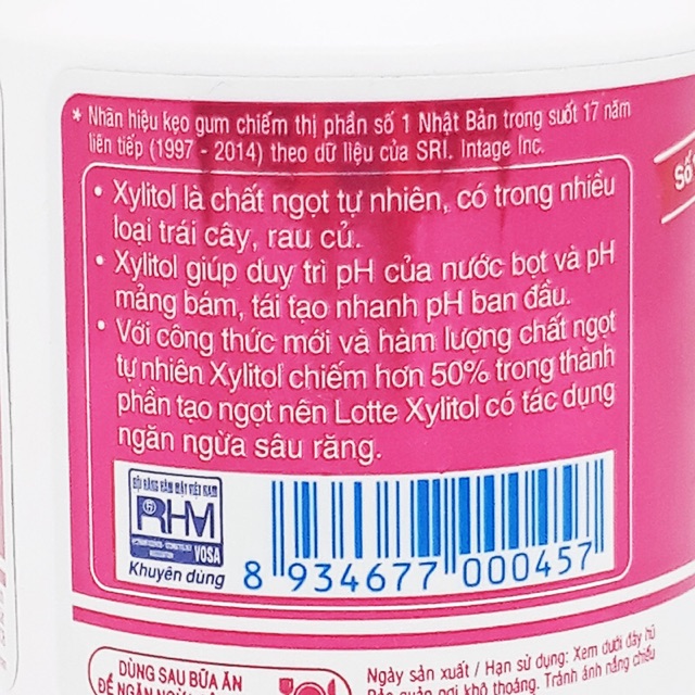 6 Hũ Kẹo Gum không đường Xylitol hương dâu bạc hà hũ 58g ( ComBo 6 hũ )