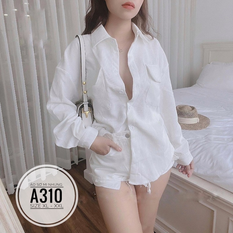 Bigsize Áo sơ mi nhung A310