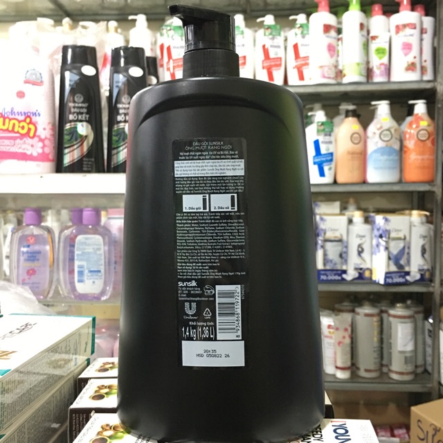 Dầu gội Sunsilk óng mượt rạng ngời chai 1.4kg (1.36L)