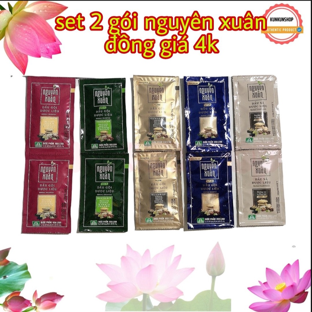 Combo 4 gói dầu gội - dầu xả nguyên xuân 5.5ml chỉ 8k