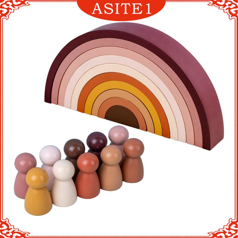 Bộ Đồ Chơi Xếp Hình Cầu Vồng Bằng Gỗ Cho Trẻ Em