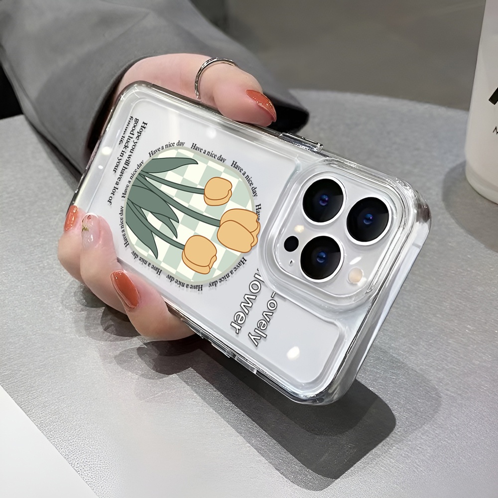 Ốp Điện Thoại Trong Suốt Hình Hoa tulip Vàng Cho iphone 14 Plus 11 13promax 12 7Plus X XS Max 7 8 SE 2020
