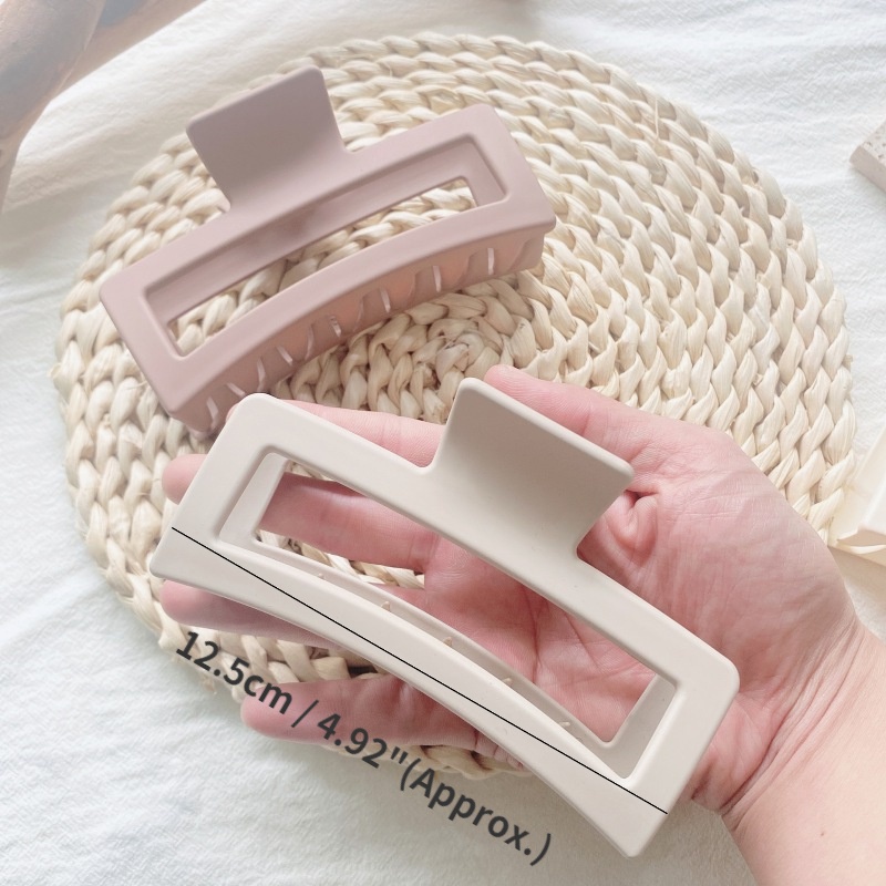 Kẹp Tóc Hình Chữ Nhật 12.5cm Màu Trà Sữa Nhám Phong Cách Hàn Quốc