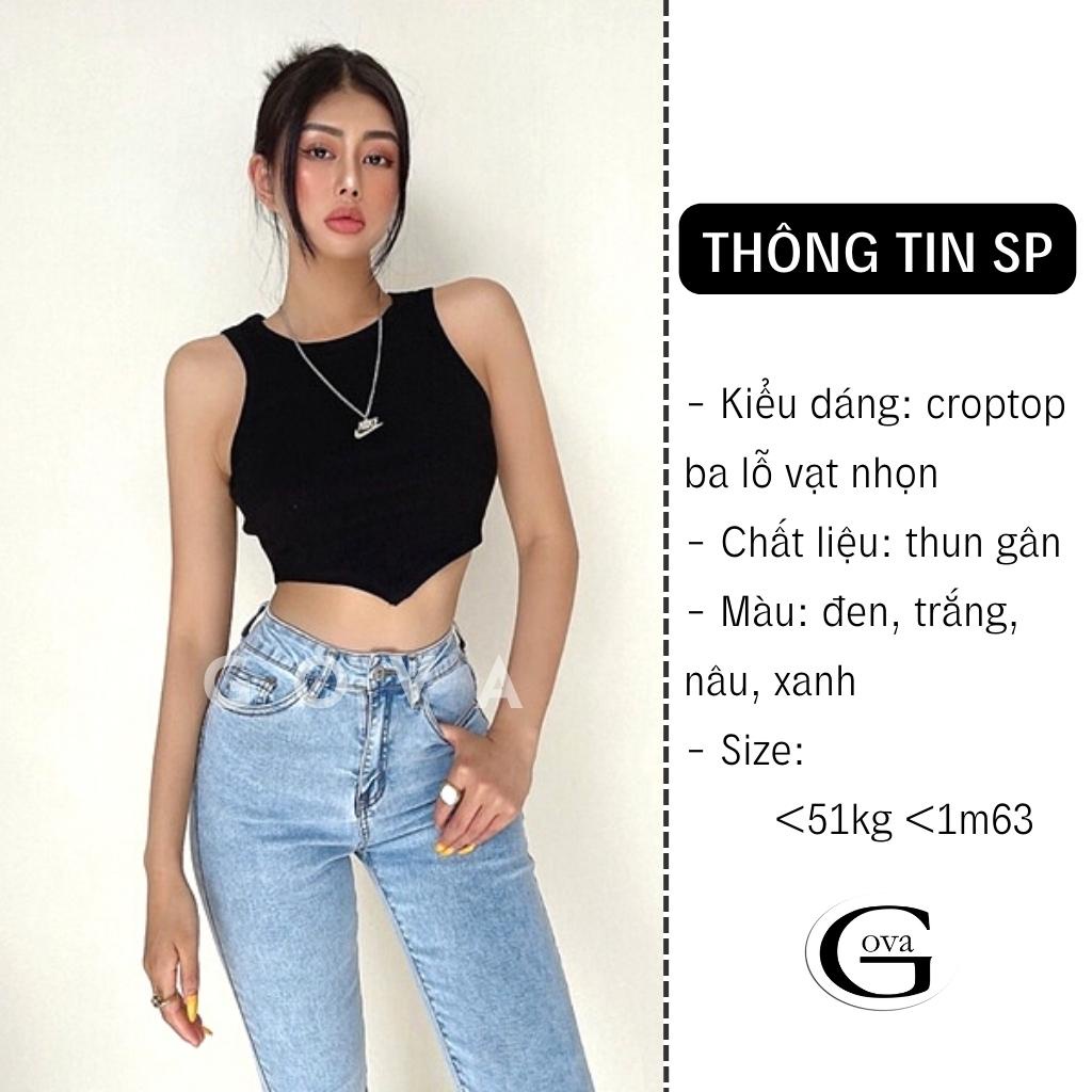 Áo Croptop Ba Lỗ Nữ Vạt Nhọn Ôm BODY Chất Thun Gân Mềm Mát GOVA