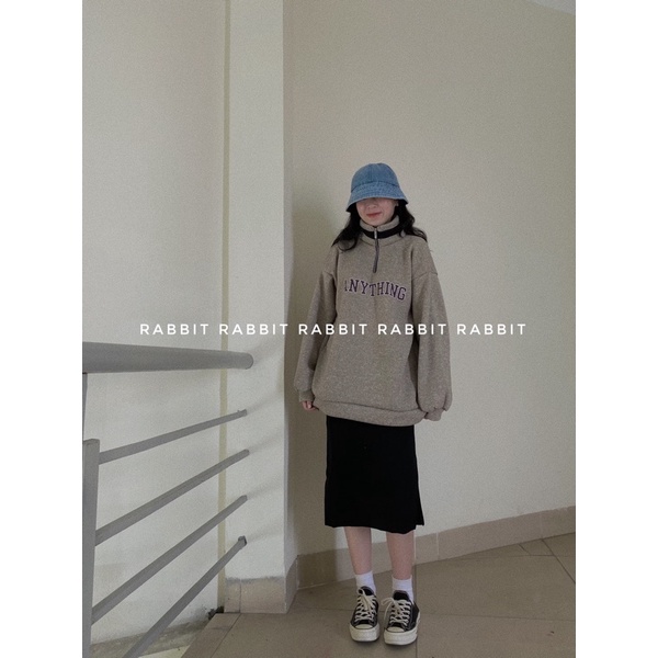 [ Ảnh chụp thật ] Set áo nỉ và 1 chân váy chất dày dặn chữ ANYTHING