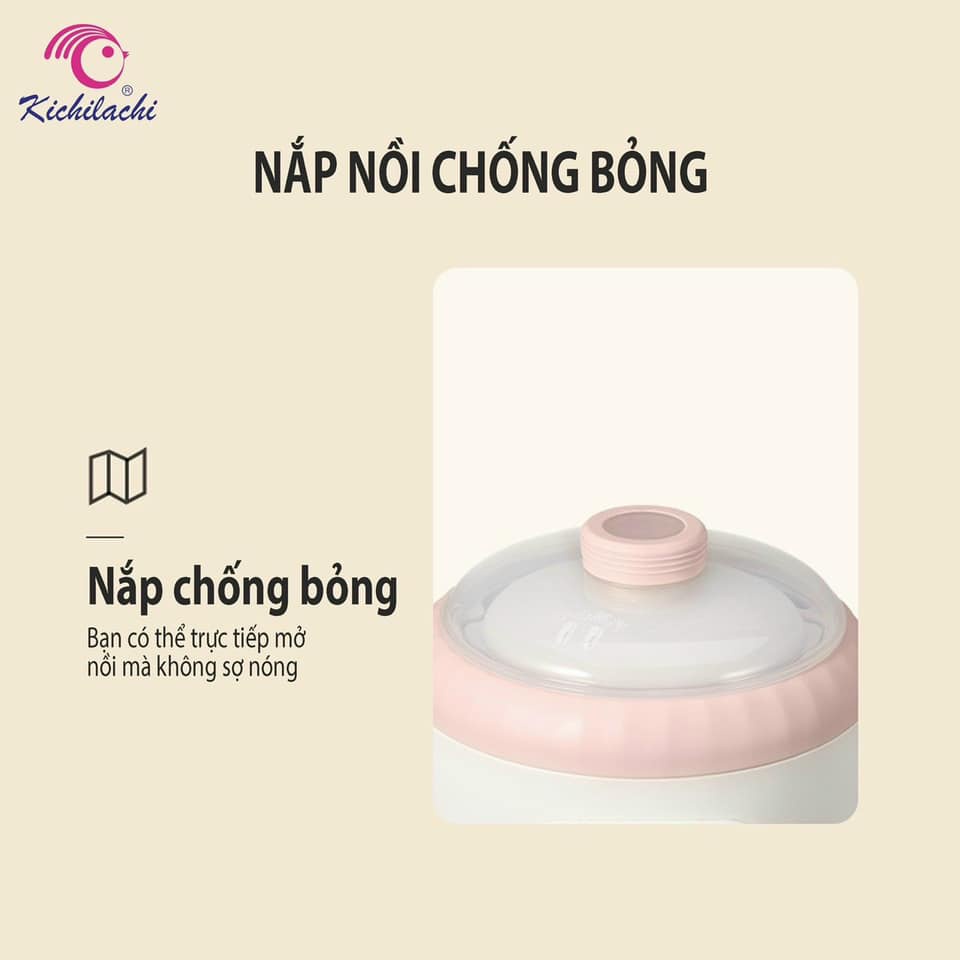 Nồi Nấu Cháo Chậm Đa Năng Kichilachi 4in1, Nồi Hầm Cháo Chậm Cho Bé